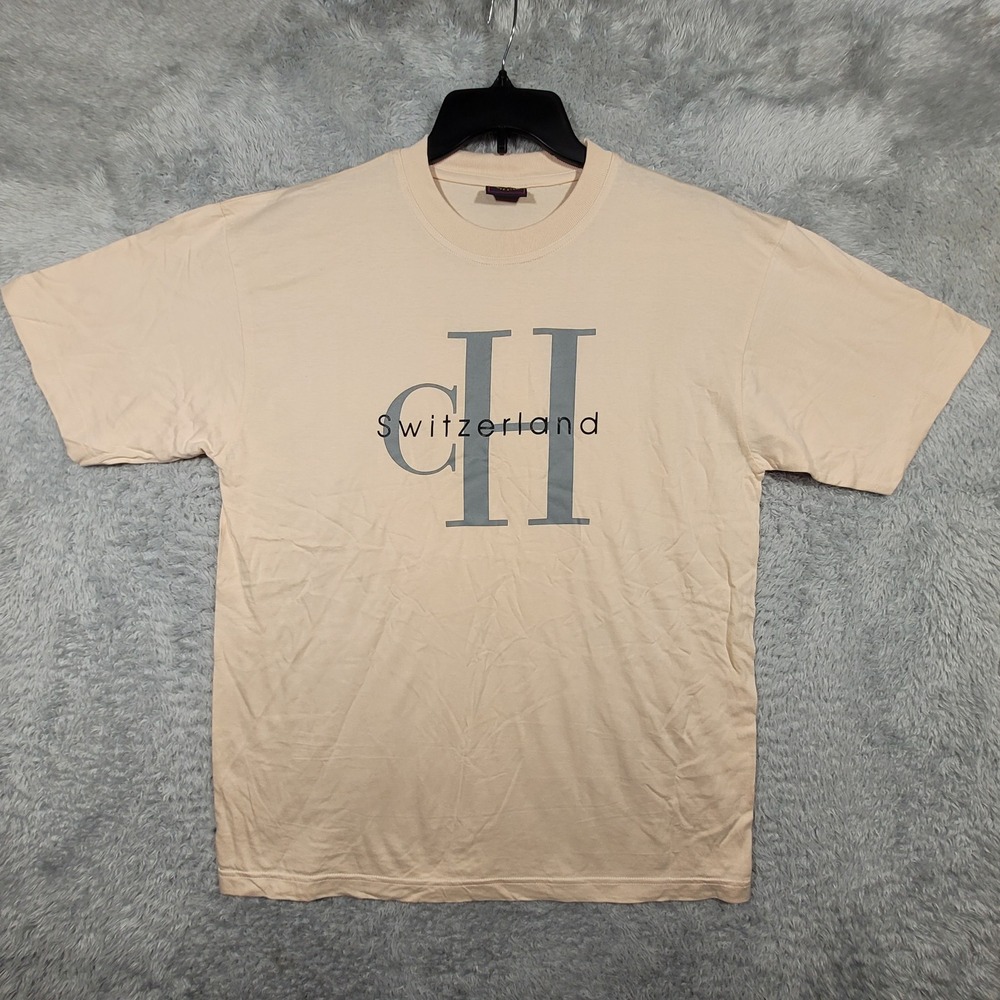 Ronwell Switzerland CH Shirt Mens Large Beige Graphic Tee Short Sleeve